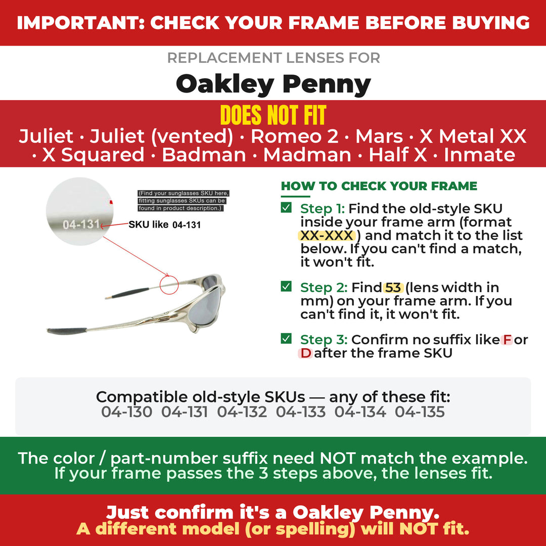 Verify your Oakley Penny frame