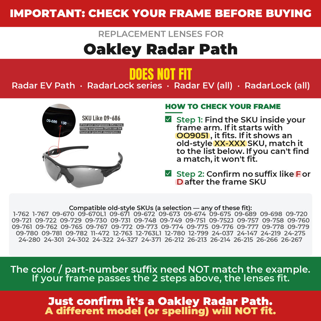 Verify your Oakley Radar Path frame
