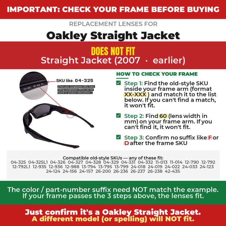 Verify your Oakley Straight Jacket frame