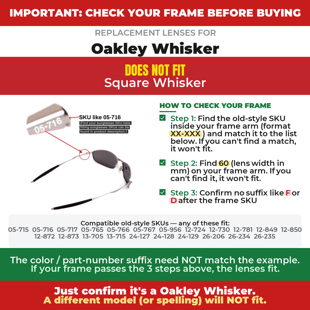 Verify your Oakley Whisker frame