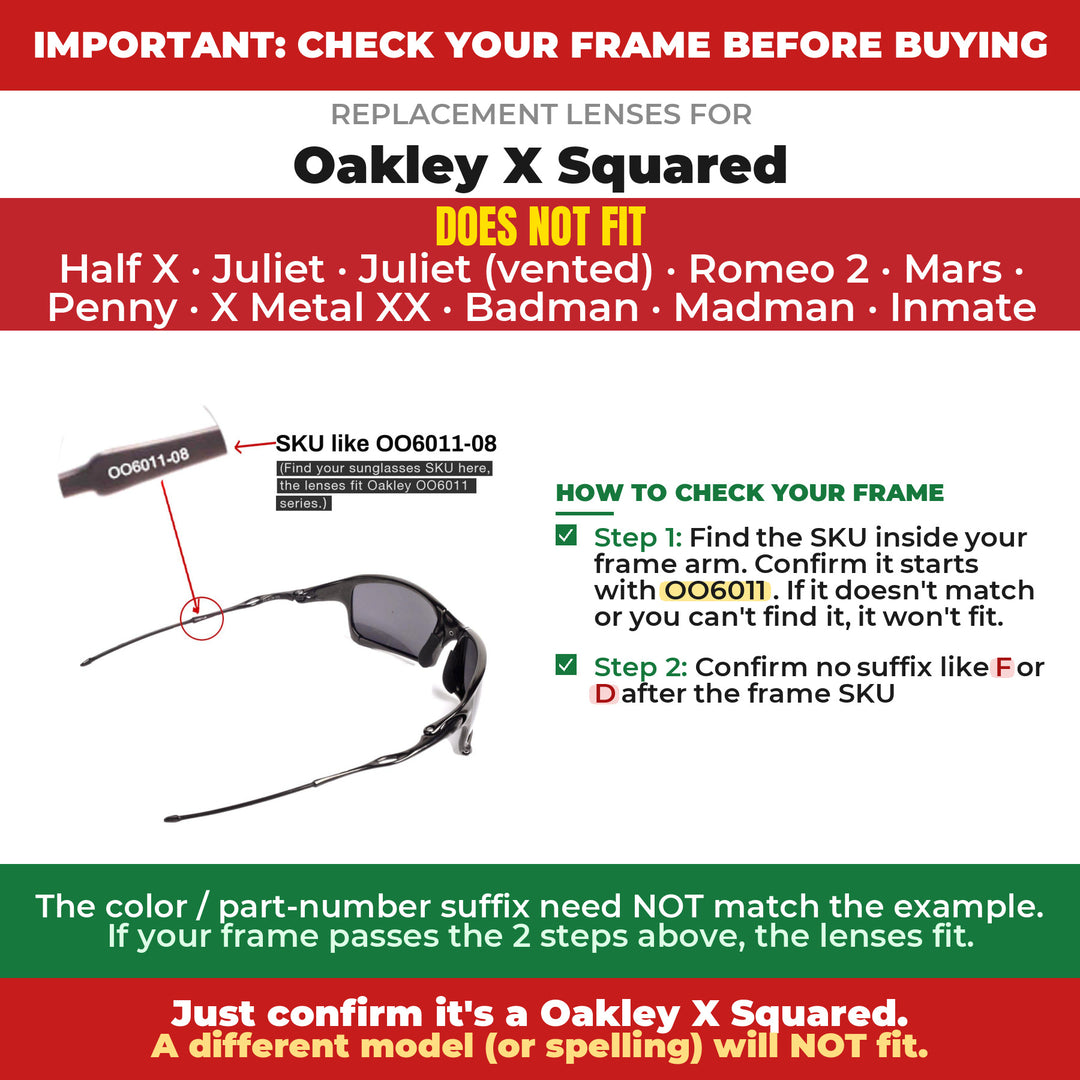 Verify your Oakley X Squared frame