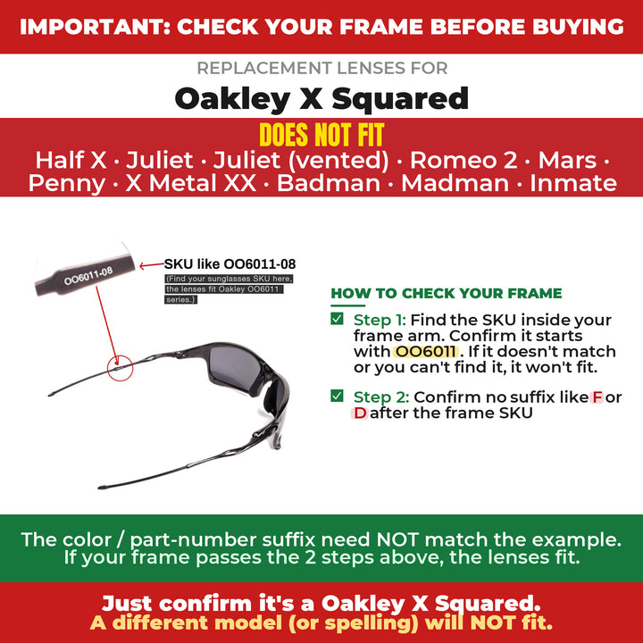 Verify your Oakley X Squared frame