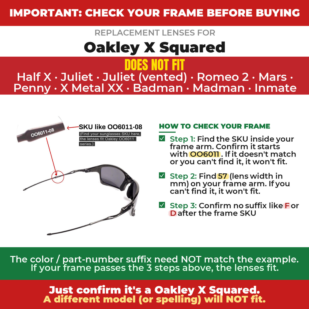 Verify your Oakley X Squared frame