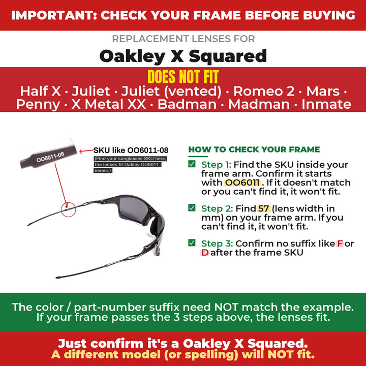 Verify your Oakley X Squared frame