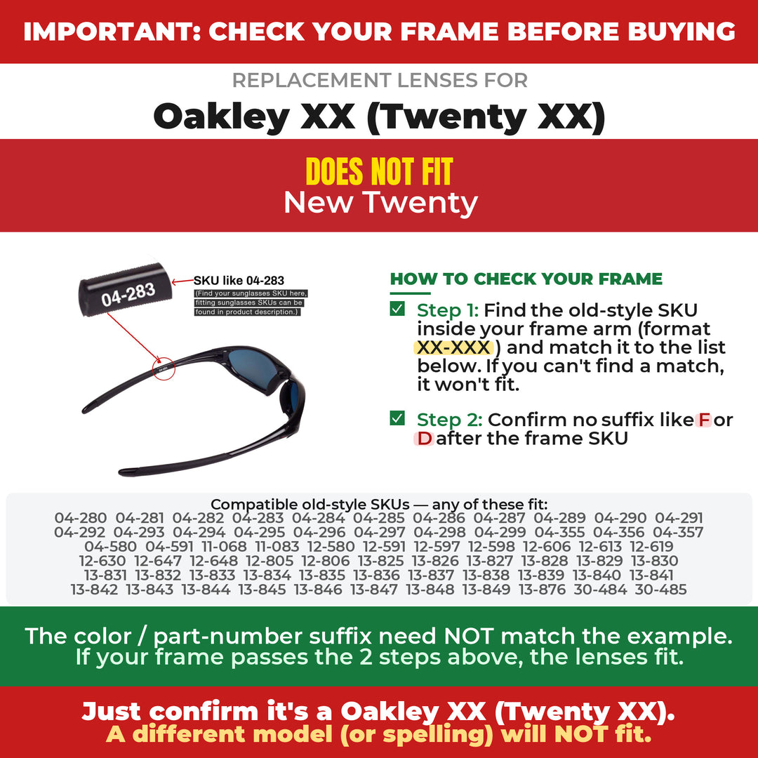 Verify your Oakley XX (Twenty XX) frame