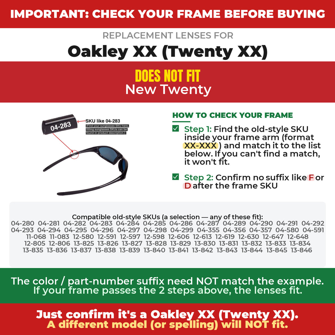 Verify your Oakley XX (Twenty XX) frame