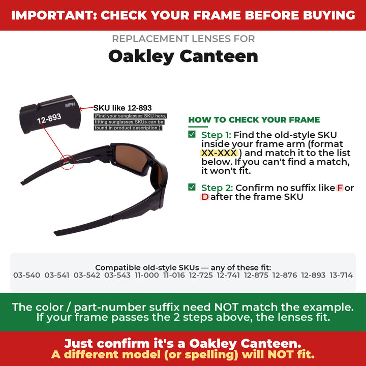 Verify your Oakley Canteen frame