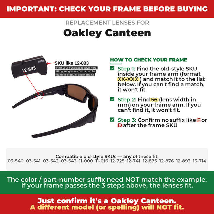 Verify your Oakley Canteen frame