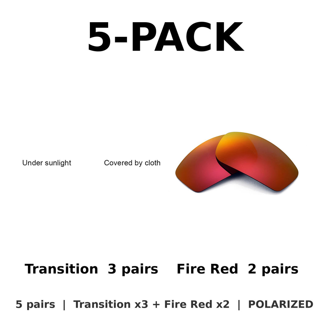 5-Pack Polarized: Transition x3 + Fire Red x2