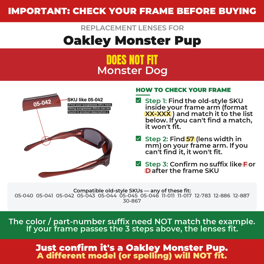 Verify your Oakley Monster Pup frame
