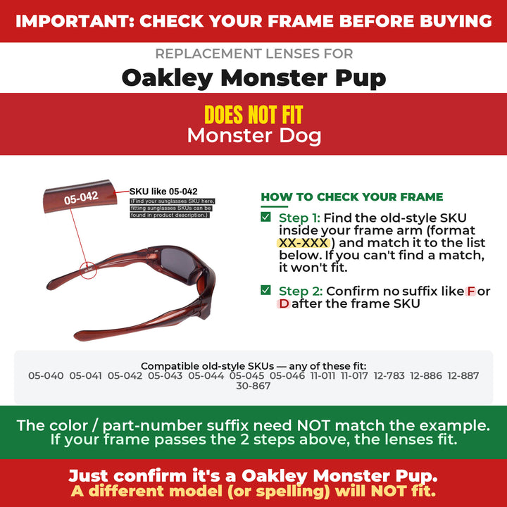 Verify your Oakley Monster Pup frame