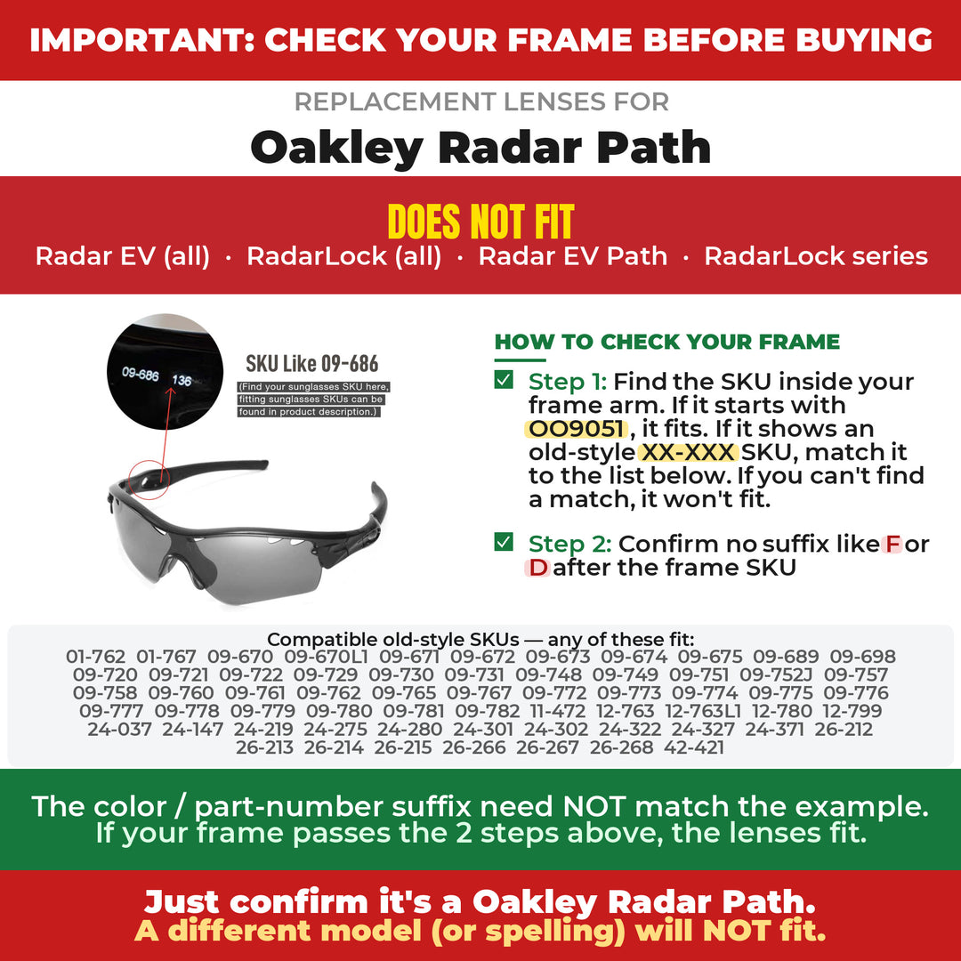Verify your Oakley Radar Path frame