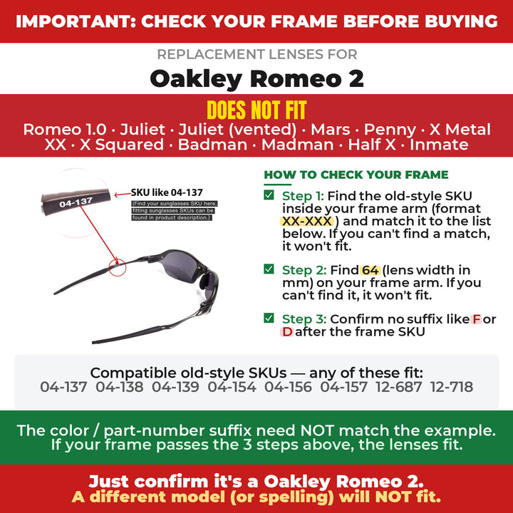 Verify your Oakley Romeo 2 frame
