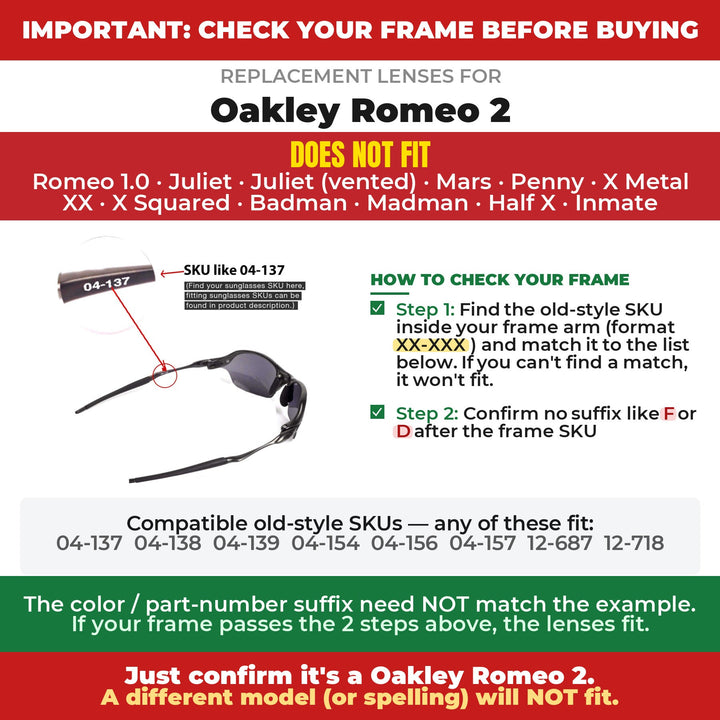Verify your Oakley Romeo 2 frame