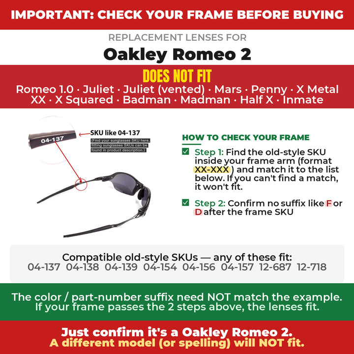 Verify your Oakley Romeo 2 frame