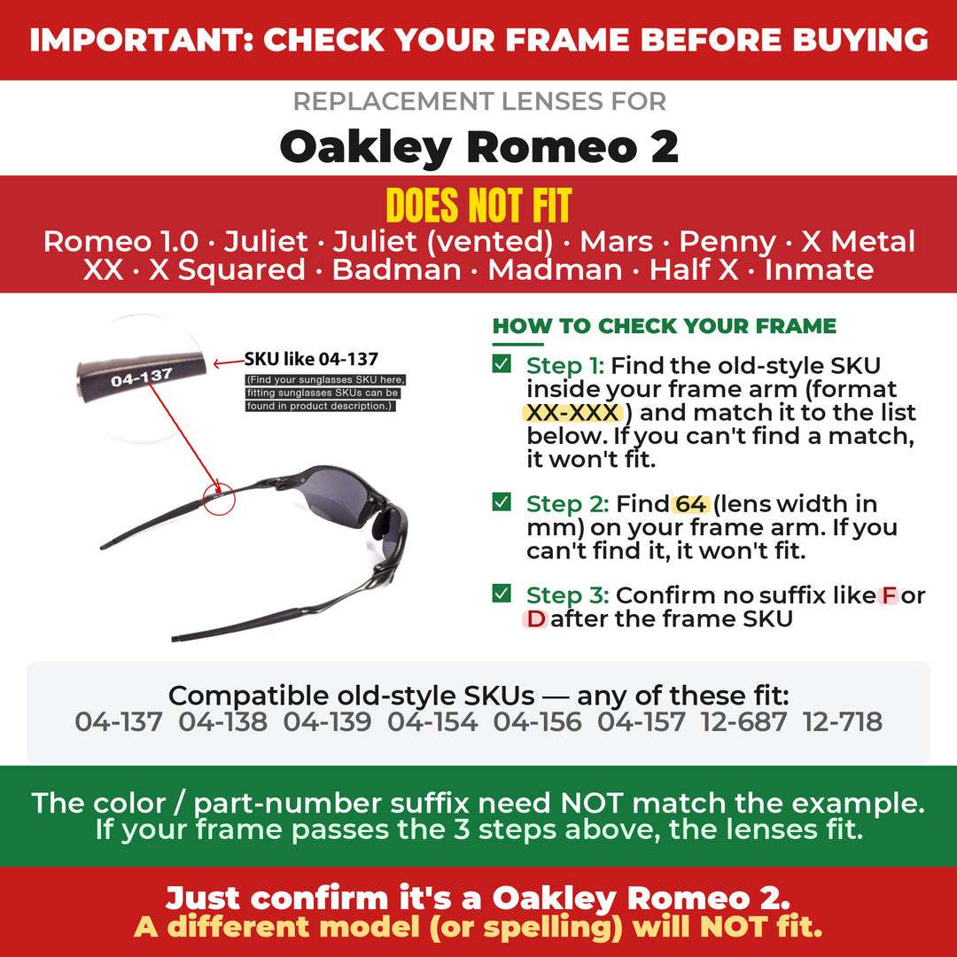 Verify your Oakley Romeo 2 frame
