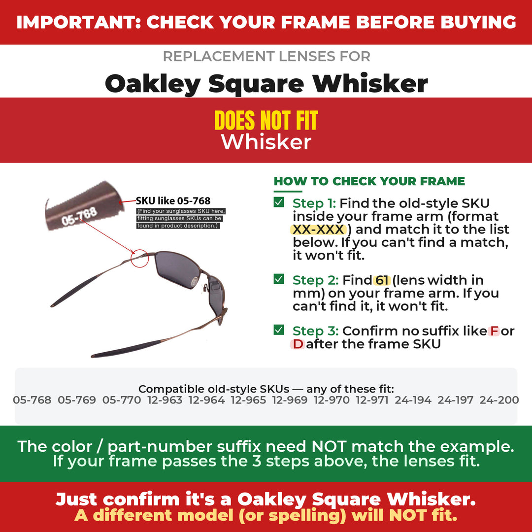 Verify your Oakley Square Whisker frame