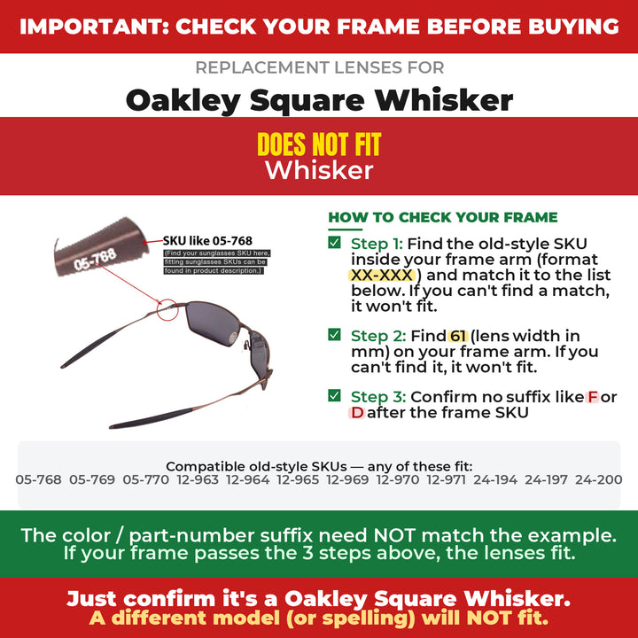 Verify your Oakley Square Whisker frame