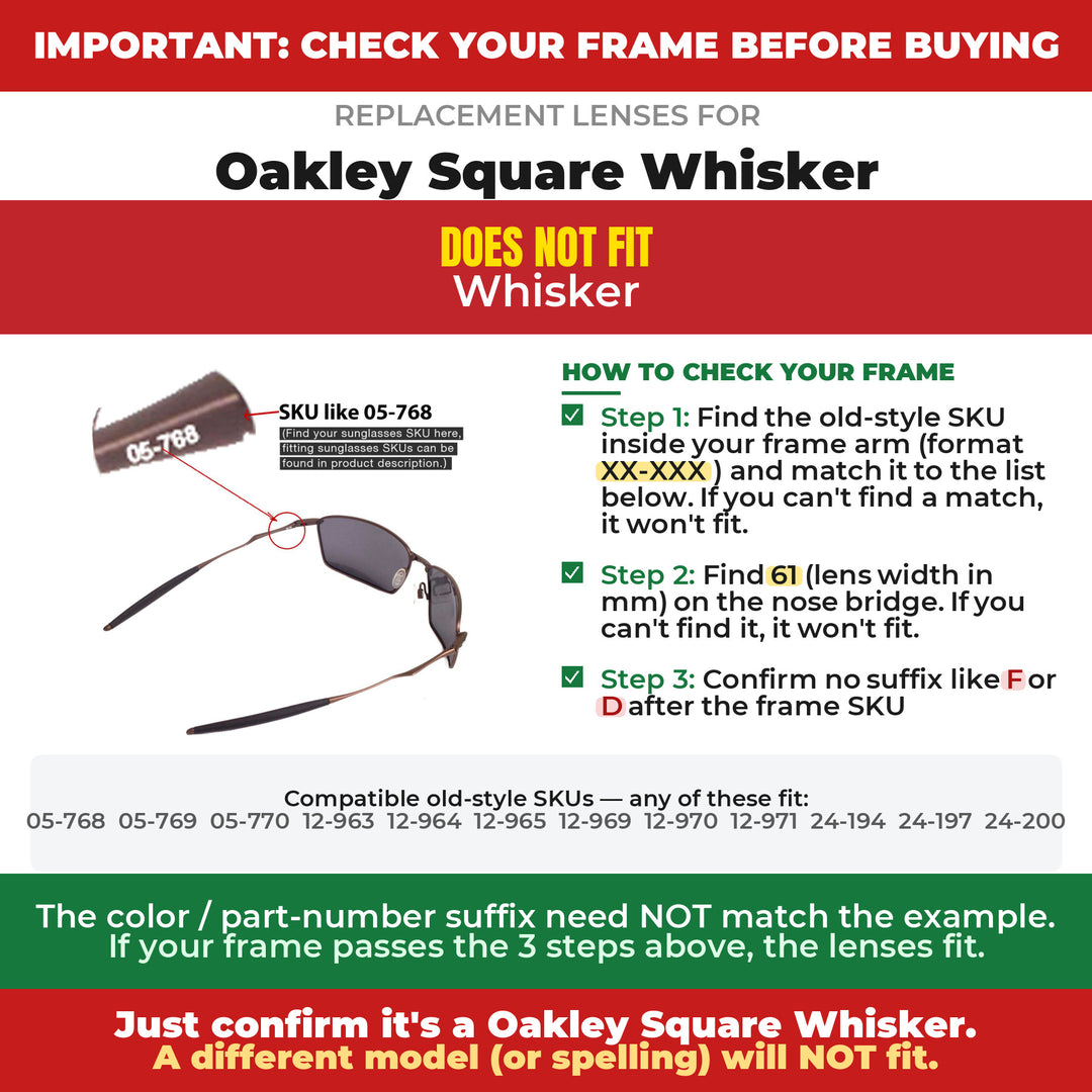 Verify your Oakley Square Whisker frame