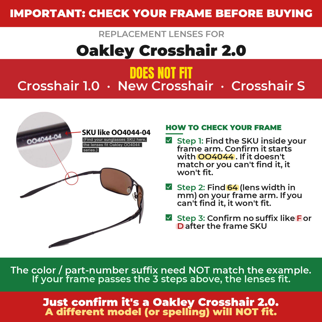 Verify your Oakley Crosshair 2.0 frame