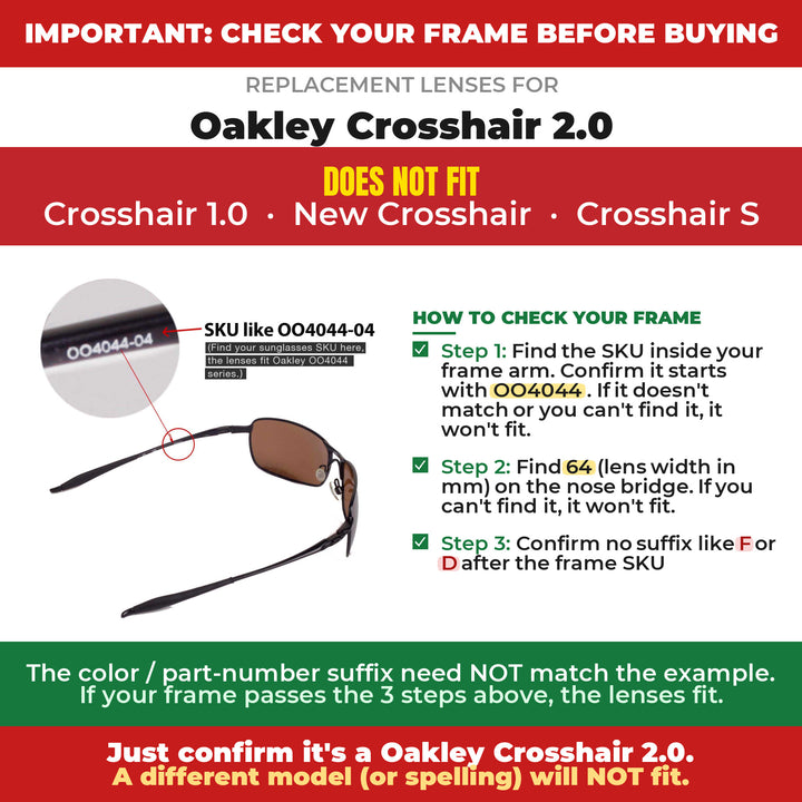 Verify your Oakley Crosshair 2.0 frame
