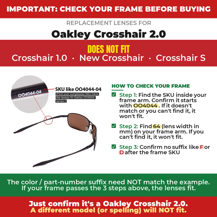 Verify your Oakley Crosshair 2.0 frame