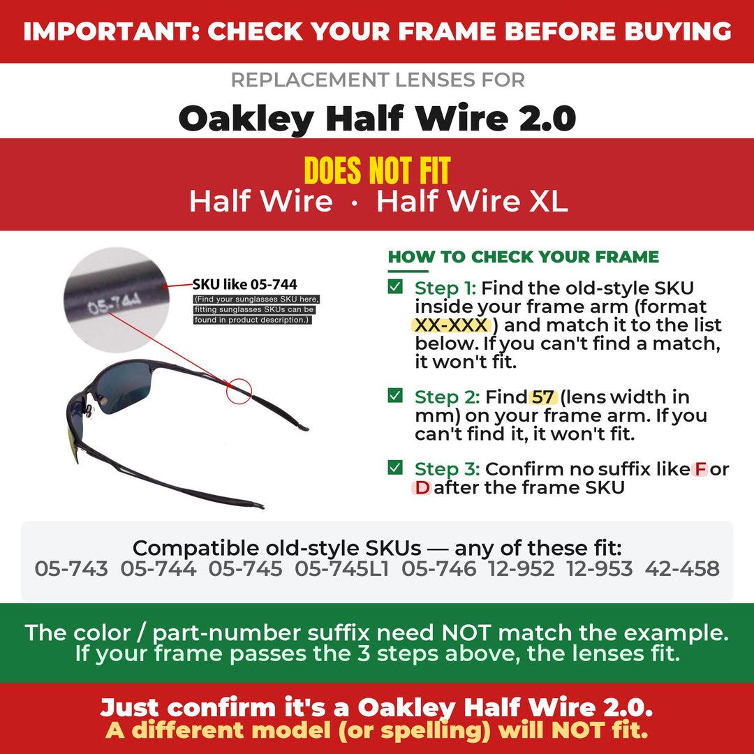 Verify your Oakley Half Wire 2.0 frame