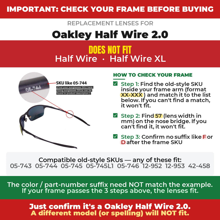 Verify your Oakley Half Wire 2.0 frame