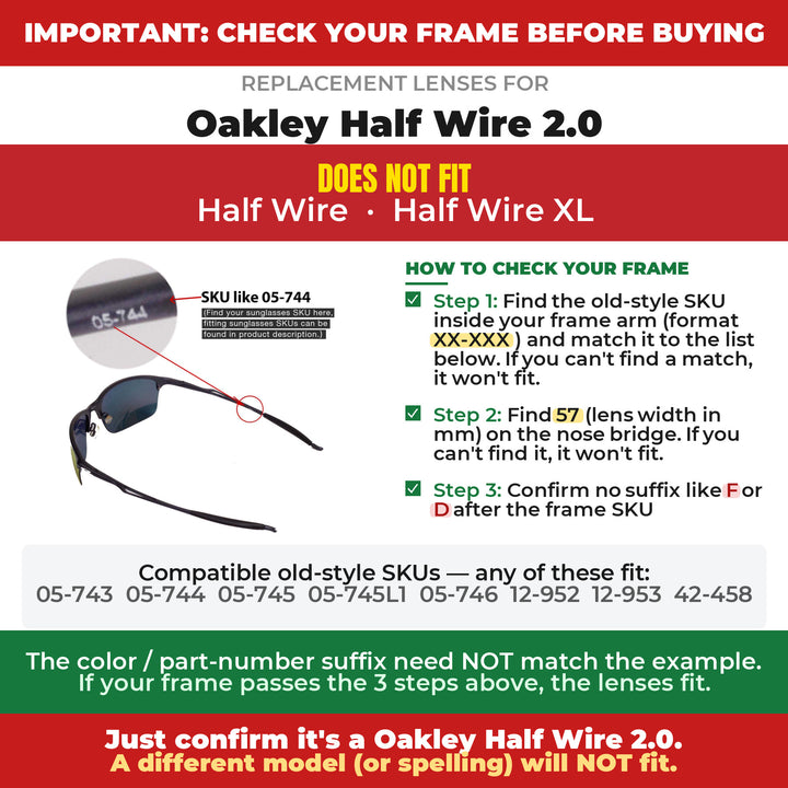 Verify your Oakley Half Wire 2.0 frame