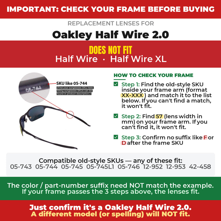 Verify your Oakley Half Wire 2.0 frame