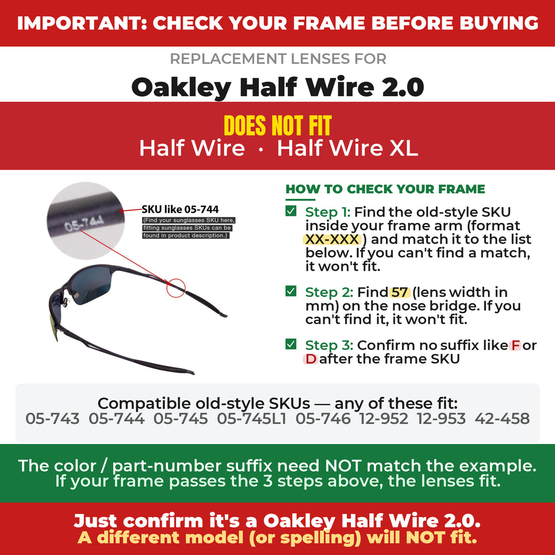 Verify your Oakley Half Wire 2.0 frame