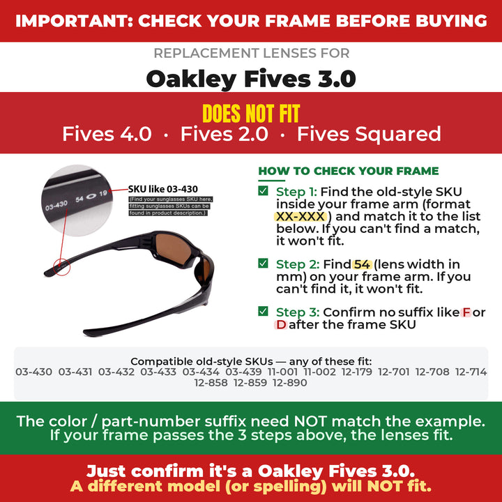 Verify your Oakley Fives 3.0 frame