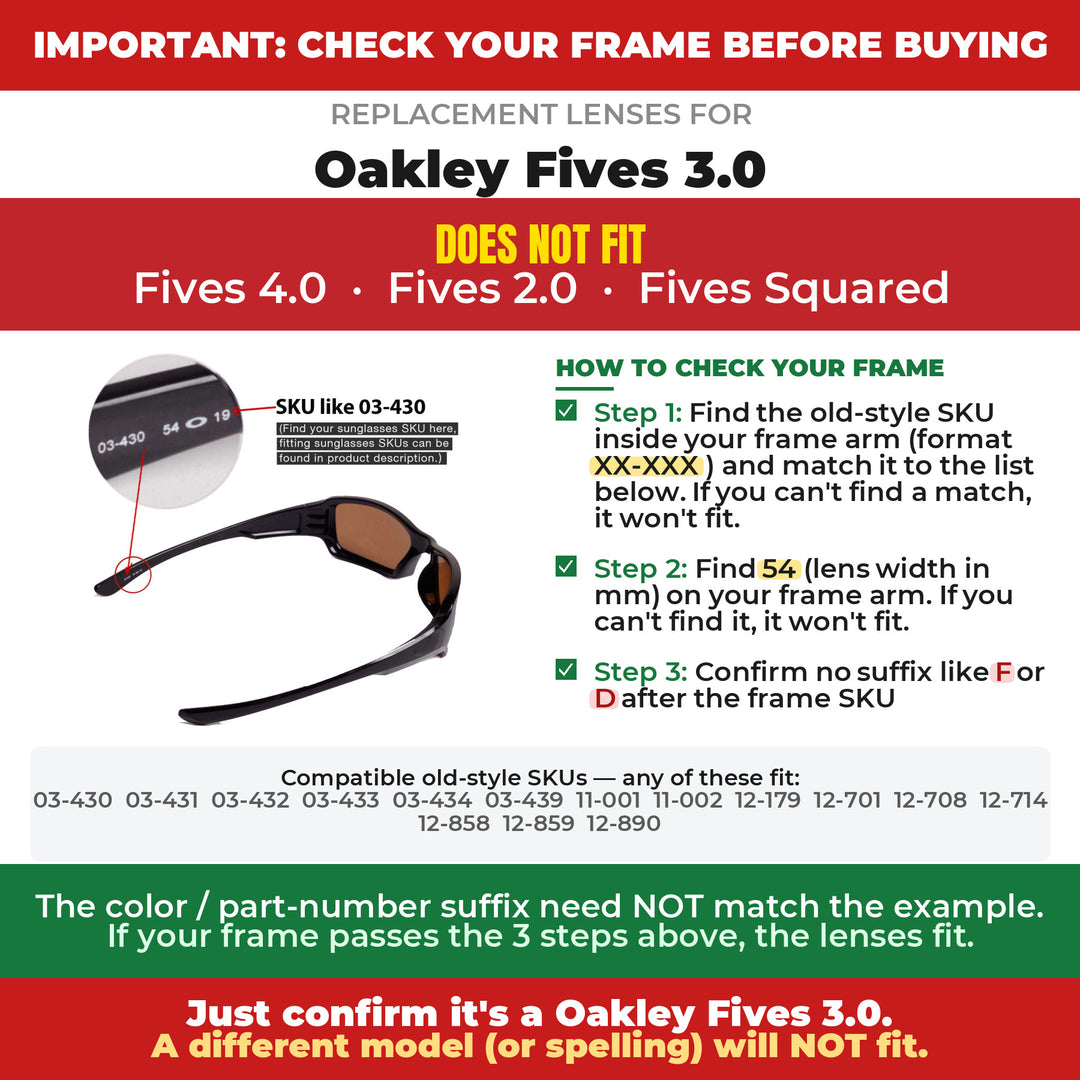 Verify your Oakley Fives 3.0 frame