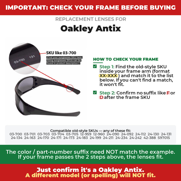 Verify your Oakley Antix frame