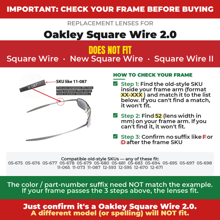 Verify your Oakley Square Wire 2.0 frame