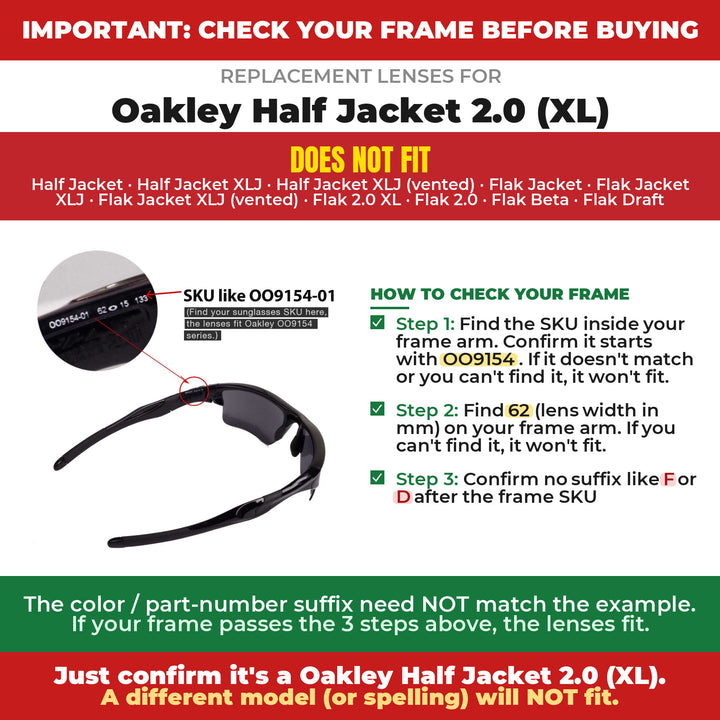 Verify your Oakley Half Jacket 2.0 (XL) frame