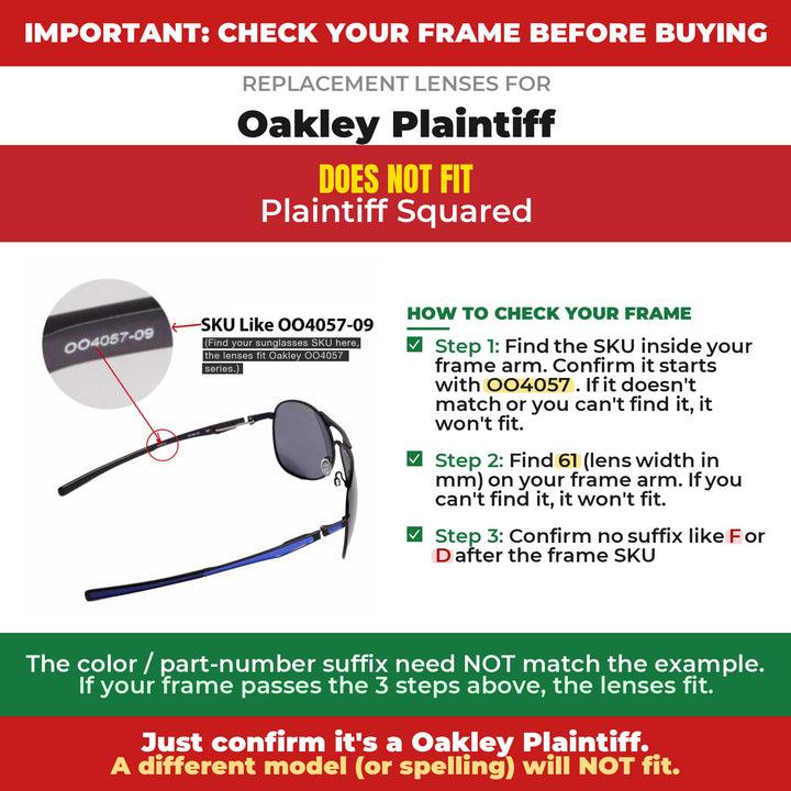 Verify your Oakley Plaintiff frame