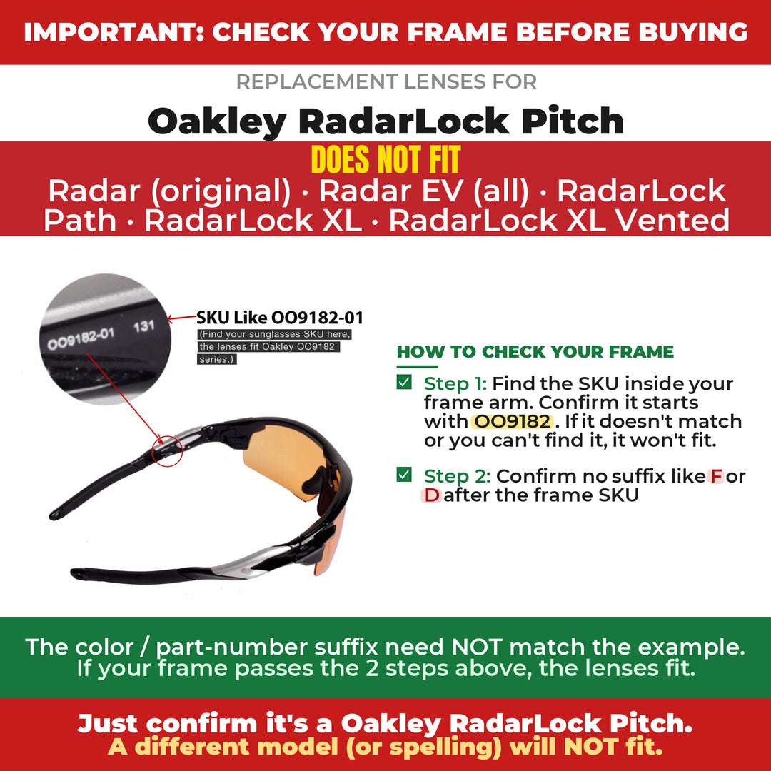 Verify your Oakley RadarLock Pitch frame