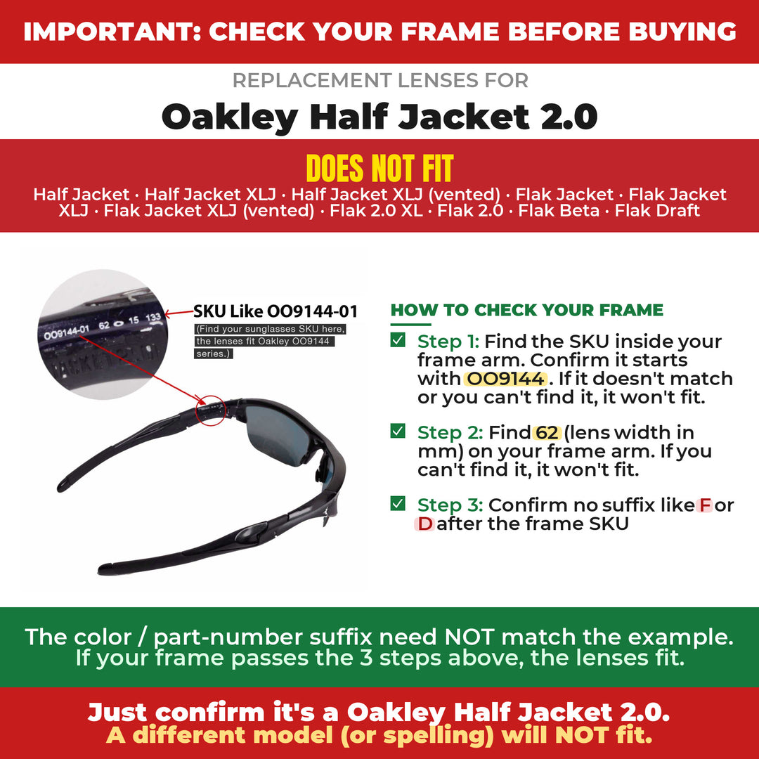 Verify your Oakley Half Jacket 2.0 frame