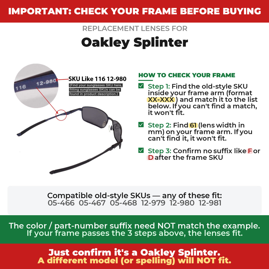 Verify your Oakley Splinter frame