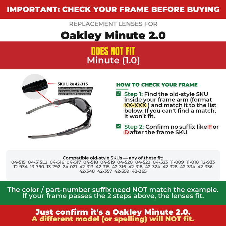 Verify your Oakley Minute 2.0 frame