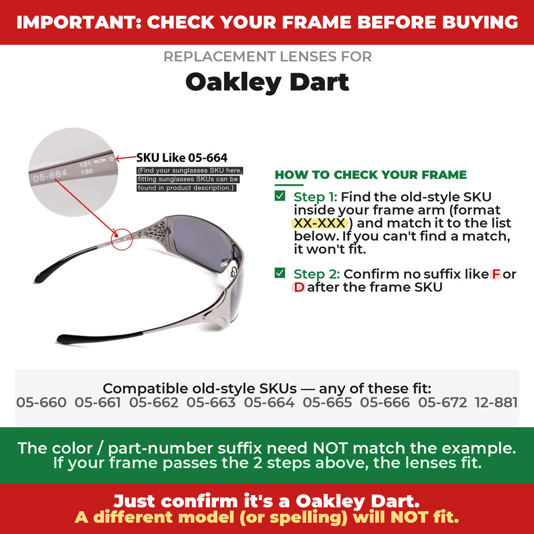 Verify your Oakley Dart frame
