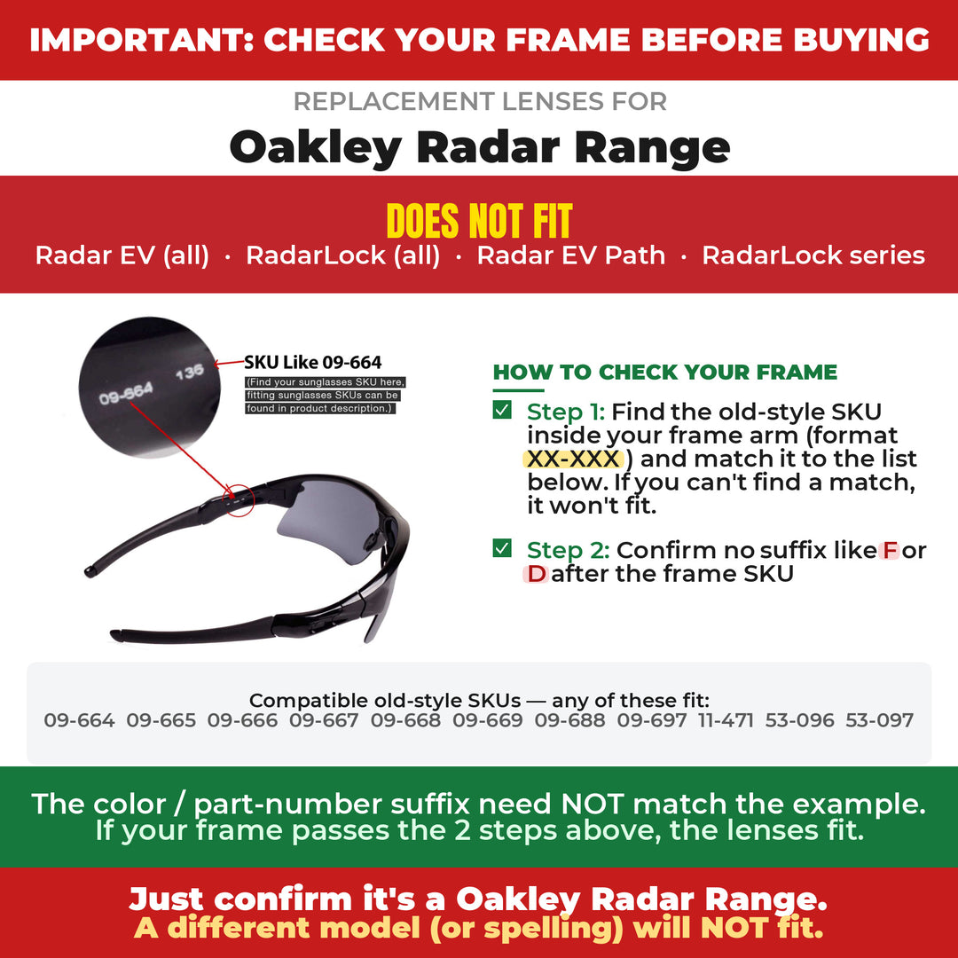 Verify your Oakley Radar Range frame