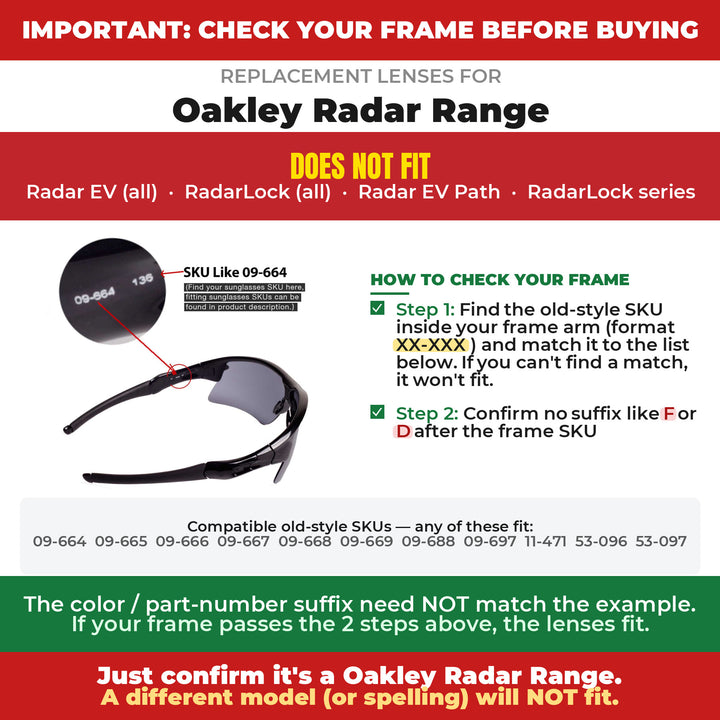 Verify your Oakley Radar Range frame