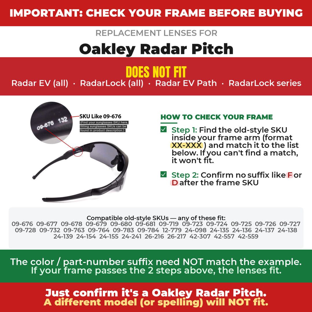 Verify your Oakley Radar Pitch frame