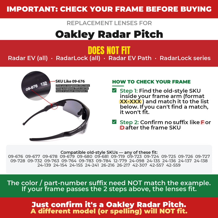 Verify your Oakley Radar Pitch frame