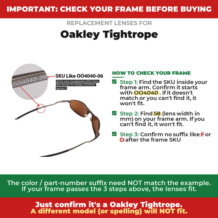 Verify your Oakley Tightrope frame