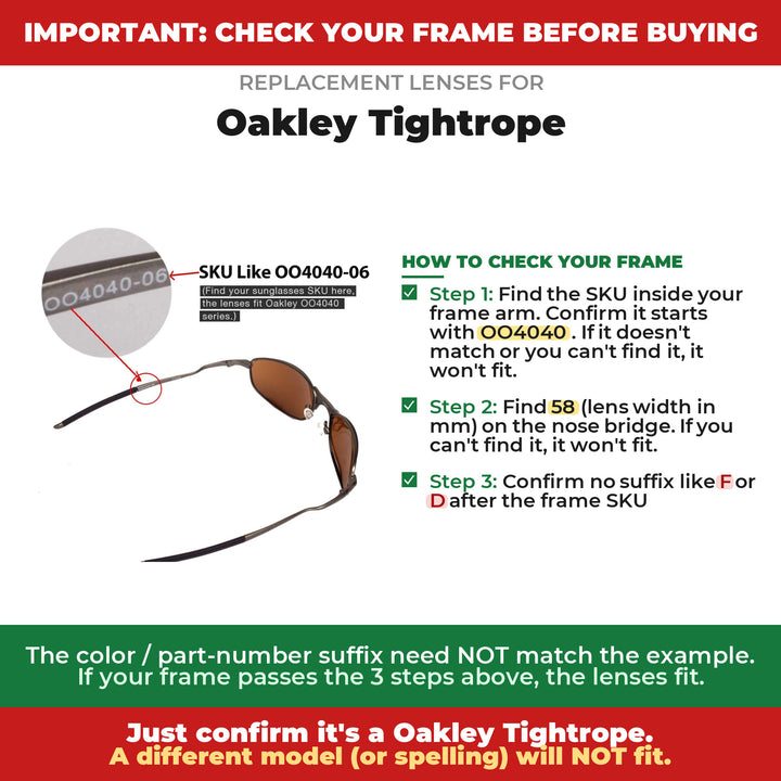 Verify your Oakley Tightrope frame