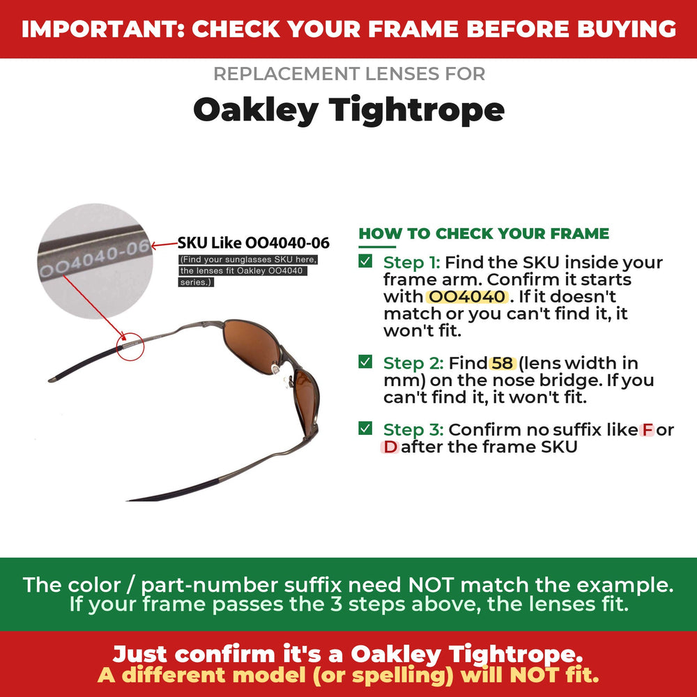 Verify your Oakley Tightrope frame#color_shared