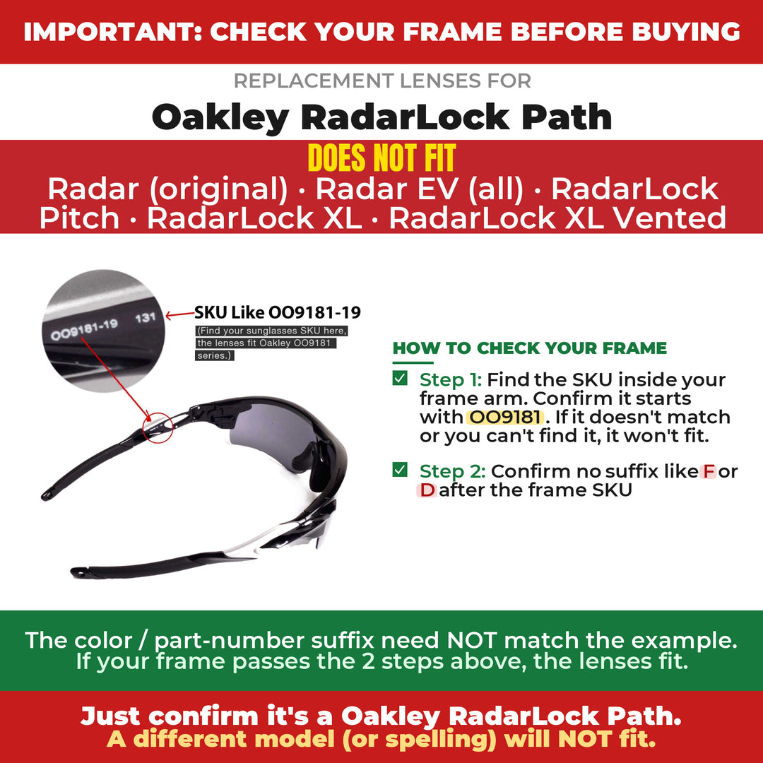 Verify your Oakley RadarLock Path frame